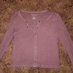 American Eagle Ribbed Button Down Crop Top